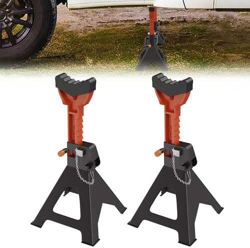 ACXIN 1 Paar Unterstellböcke für Auto, PKW, LKW & Wohnmobile, 3T Stützböcke Wagenheber, Höhenverstellbar 28-42 cm, Stützbock Ständer inkl. Sicherungssplint für Werkstatt oder Garagenarbeit