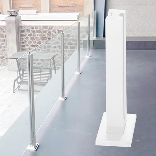 Pali Balus in acciaio inossidabile con pannelli in vetro bianco, per giardino, patio, piscina e scale, ringhiera per esterni, altezza media 60 cm