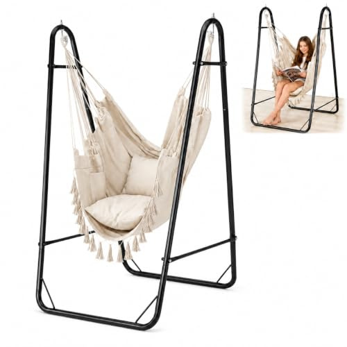 WUDLEP Swing Stand with Hammock Chair, Max Load 330lbs, Rectangular