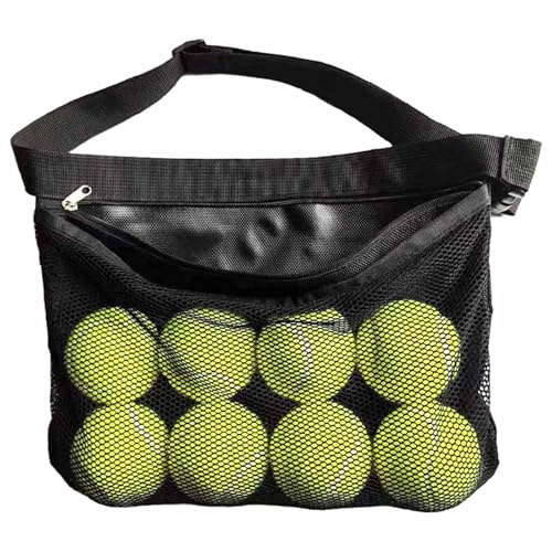 Golden Apple Bärbar förvaringsväska för tennisboll, sportbollar, midjeväska i nät med justerbar rem för att hålla tennis eller pickleball