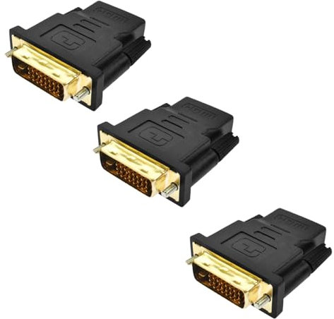 Leloco Adattatore bidirezionale da DVI a HDMI, 3 pezzi, HDMI femmina a DVI (24 + 1) maschio adattatore per computer, proiettore, monitor, PC, ecc