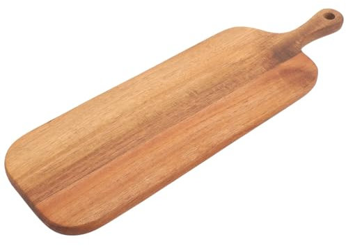 UBOHUZ Tabla De Quesos Tabla for Cortar Pan, Madera de Acacia de Mango Largo, Bandeja de Cubiertos de Madera sólida for el hogar, volteador para Queso, Fruta