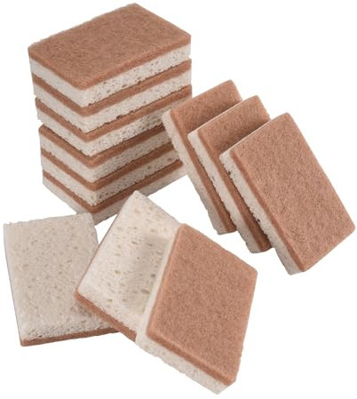Wadakada Esponjas Naturales Ecológicas para Platos, Paquete de 12, Esponja de Cocina Biodegradable con Estropajo de Compostable
