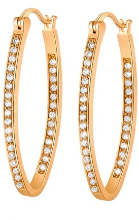 Tolldek Orecchini da donna in oro 9 carati, moissanite grande cerchio, stile Liberty Au 375