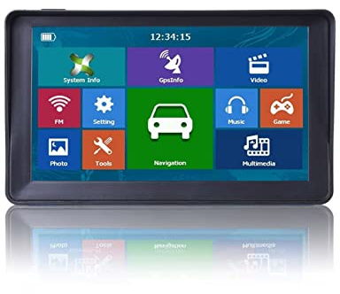 Navigatore GPS per auto, 7 HD. Auto GPS Navigazione 8G + RAM-256MB + Bluetooth -Av-in. + ultima mappa Europa + navigatori GPS Truck GPS Per auto, camion e camper(8G256MBCapacitive)