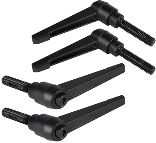 efuturetime 4pcs Poignées de Serrage Réglables M12-50mm, Vis avec Poignée de Serrage M12, Levier de Serrage Rapide en Acier, Noir