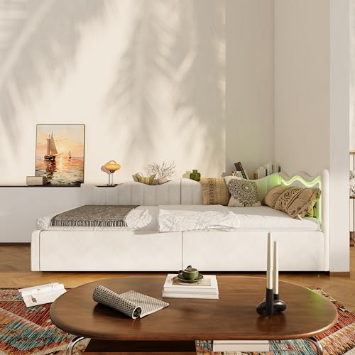 KSFASHZ Boxspringbett 90 X 200 mit Stauraum, Mädchen Bett mit Stauraum, Boxspringbett90X200 mit LED Polsterbett 90x200 mit Stauraum Jugendbett mit LED Beleuchtung, Einfach zu montieren, ohne Matratze