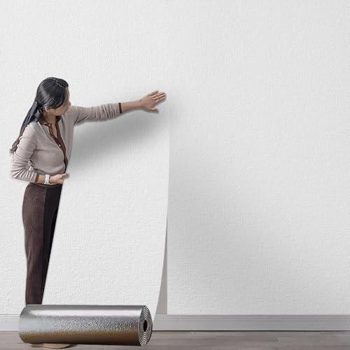 Anttyscar 5Roll Self Adhesive Thermal Insulation Wallpaper - White Textured, 3mm Thick Wall Insulation Panels Thermal Wallpaper Stickers for Living Rooms - Thermal Wallpapers for Cold Walls