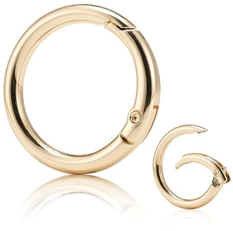 ZOUIQSS 10 Stück O-Ringe mit Federverschluss,runder Metallkarabiner mit geteiltem Federclip für Schlüsselanhänger,Handtaschen, Geldbörsen,Taschen und DIY-Dekorationen(Gold, 25 mm)