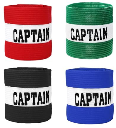Wnzdp 4 Pcs Captains Armband, Kids Captain Armband Football Adjustable & Breathable, Captain Armband for Sports, Elastic Soccer Captain Arm Bands for Youth Adults Training (Multicolor)