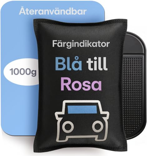 Praknu Deshumidificador Coche 1000 g – Absorbedor de Humedad Reutilizable para Ventanas sin Vaho – con Indicador de Saturación y Almohadilla Antideslizante