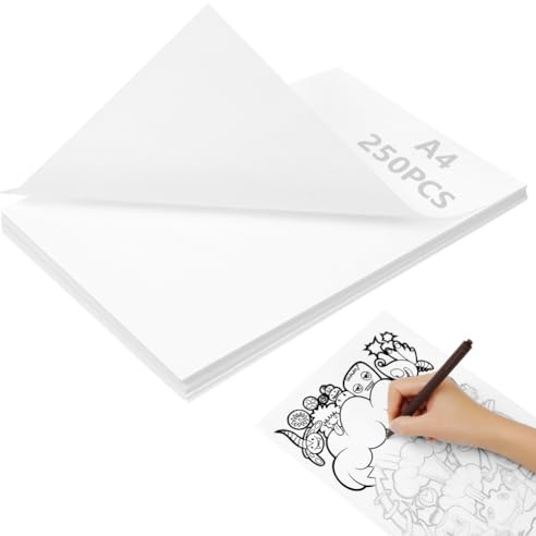 APXEL Feuille Calque Papier, 250 PCS A4 Papiers Transparents Design, Papier Dessin, Feuilles de Calque pour Dessin Design et DIY, 16 g/m²