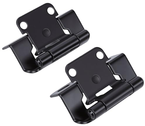 Generic Charnière D'Armoire Superposée en Acier Noir Robuste, Charnière à Ressort à Fermeture Automatique de 1/2 Pouce pour Camping-cars, 50 Paires X Charnières pour Armoire de Cuisine et de Salle