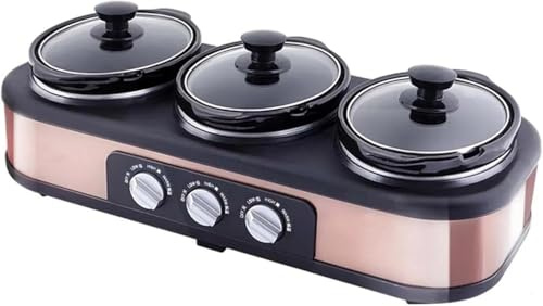 QUSYZD Mijoteuse, cocotte à Trois Compartiments en Acier Inoxydable, Appareil de Cuisson Automatique avec cuve Amovible en céramique, Format Familial, économe en énergie.,