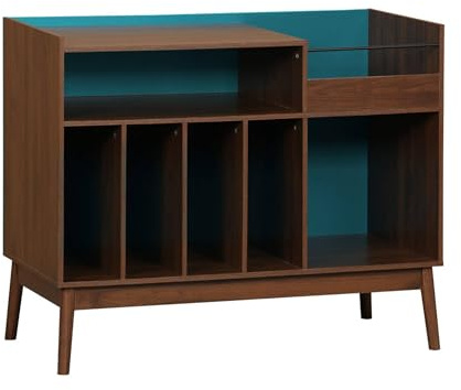 Alice's Garden sweeek - Meuble Vinyle Vintage Bicolore décor Bois et Fond coloré 100cm Bleu - Nepal