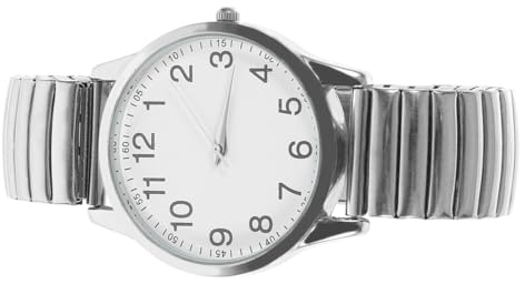 KAJNBN Montre-Bracelet à Quartz Classique, Grand Cadran, Chiffres Lumineux | Affichage Lisible, Design Argenté Élégant, Style Moderne, pour Hommes Adultes, Usage Quotidien Style Aléatoire