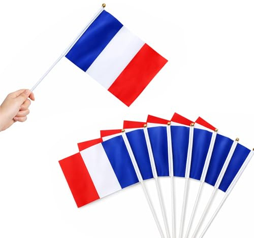 50 Pièces Drapeau Francais Petit Drapeau Francais Pour Supporters Et Événements – Ensemble Pratique Et Compact – Design Tricolore Élégant En Tissu Résistant