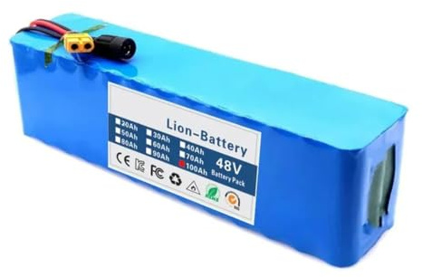 Bateria Bicicleta Electrica 48V 100Ah 13S3P Batería Ebike Li-Ion con Cargador Batería Ebike Carcasa de PVC impermeable para Motor 250W 350W 500W 800W 48V 100Ah,T