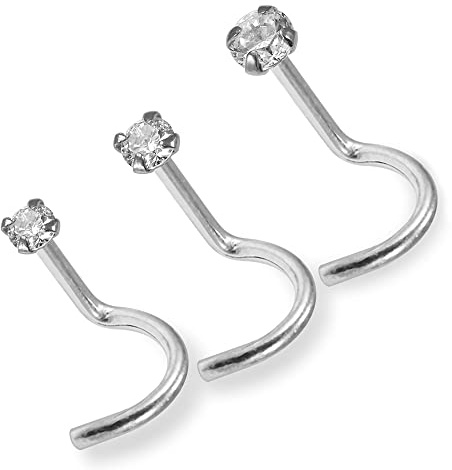 Monster Piercing | 9K Gold Echtgold | 3 Stück | Nasenpiercing Nasenstecker Stud | Kristallstein | Stabstärke: 20G (0,8 mm) | Stablänge: 7mm | Steingröße: 1,5mm bis 2,5mm | Hypoallergen