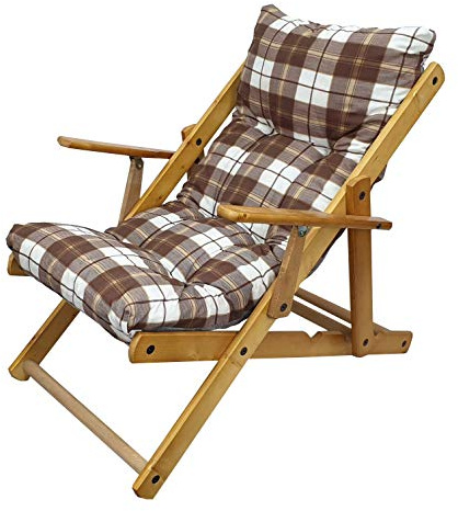Totò Piccinni Poltrona Sedia Sdraio Harmony Relax in Legno Pieghevole 3 Posizioni (Scacchi Marrone)