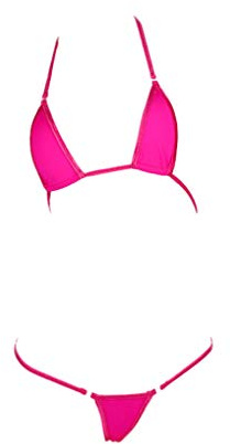 LinvMe Women's Extreme Sexy Hot Silk Micro Bikinis Set Mini Thong Swimwear Rose Red