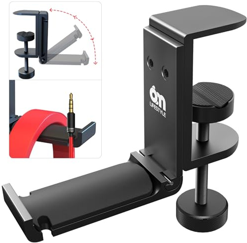 6amLifestyle Headphone Hanger Gaming Headphone Clip (Foldable Black)