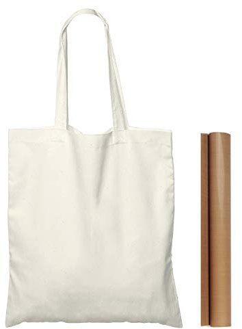 NPBAG 25 Pack 15'' X 16'' Natural Cotton Tote Bags, Lightweight Blank Bulk Cloth bags with 1pc of PTFE Teflon Sheet
