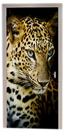 A.Monamour Türtapete Selbstklebend Türfolie Türposter 3D Leopard Porträt Tier Thema Vinyl Folie Türdeko Tapete Wandbild Türaufkleber Türtattoo 83 x 204 cm