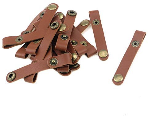 Quluxe 20 Stück Leder-Kabelbinder, Kabel-Organizer, Kabel-Management für die Organisation von USB-Kabeln, Kopfhörerkabeln, Braun