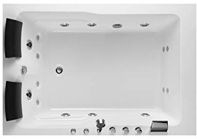 Empava 2 Person Whirlpool Bathtub,71” Whirlpool Tubs with 16 Jets,Jetted bathtub,Acrylic SPA Bath Tub,2 Person Hydro Massage Bathtub with Right Drain,3-Side Apron,White