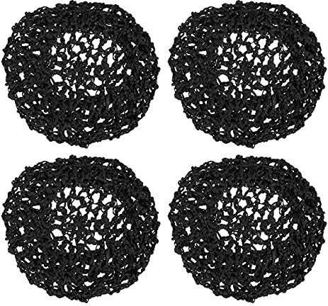 Lurrose 4 x Netz-Haarnetz, Strick, Schlauchmütze, Schlafen, Häkeln, Haarnetz, lange Haarabdeckung für Frauen und Mädchen, Haaraccessoires, schwarz