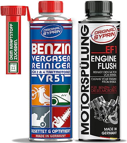SYPRIN Original förgasarrengörare VR51 för 2-takts bensinmotorer motorspolning – lämplig för bil och motorcykel I tillsats för förgasare, rengöringstillsats (250 ml)