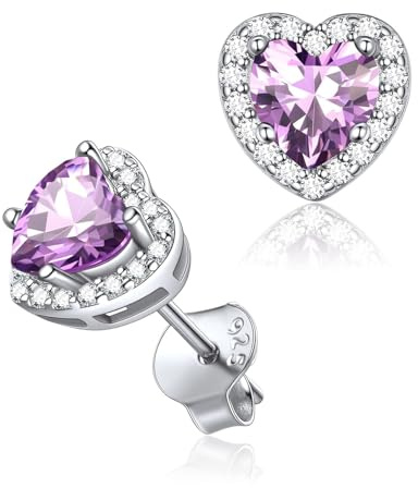 ChicSilver 12 Mesi Pietra Portafortuna Orecchini Donna Argento 925 Cuore | 12 mesi significato simbolico positivo; argento 925 delicato sulla pelle e anallergico; regolabile; per anniversaio natale
