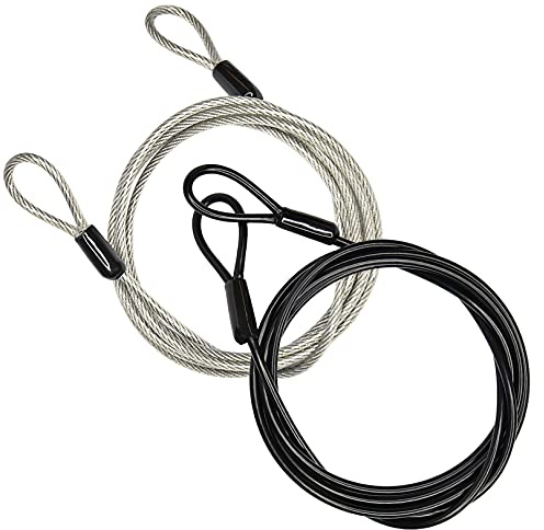 100 cm/3,3 fot lång utomhus resa säkerhet kabellås, flätat stålbelagt säkerhetskabel bagagelås, säkerhetskabel vajer dubbel ögla lätt GOMRQING (2-pack)