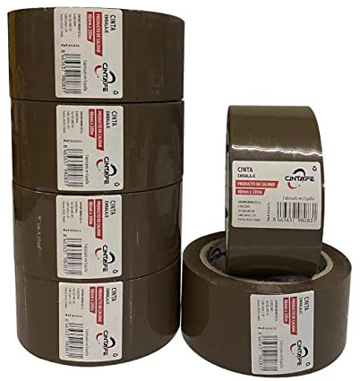 ZCENTER Cinta Embalar Cinta embalaje Cinta adhesiva para Cajas y Paquetes- (MARRON-4.8X100 M 6PCS)