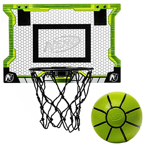 Nerf Pro Hoop Basketball-Set – Pro Hoop Mini Hoop Set mit Mini-Basketball – Stahlrand ideal zum Dunking – Basketballkorb über der Tür