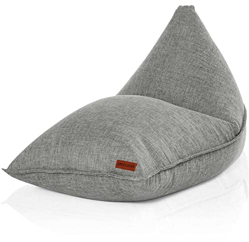 Green Bean Sitzsack Triangle 150x100x100cm mit 220 Liter EPS-Perlen Füllung - Kuschelig Weich Waschbar - Drinnen Stoff Bodenkissen Liegekissen Sitzkissen - Grau