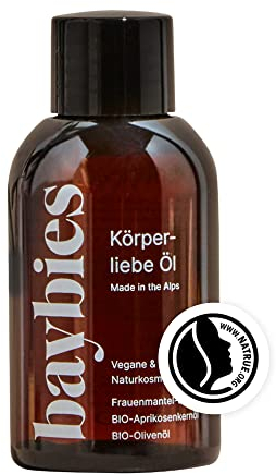BAYBIES® Schwangerschaftsöl Körperliebe | Zertifizierte Naturkosmetik | Veganes Massageöl zur Vorbeugung von Schwangerschaftsstreifen & Dehnungsstreifen | 100ml