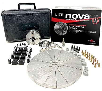 Nova 48308 G3 Lite Wood Lathe Bowl Turning Chuck Bundle Direct Thread 1” x 8TPI (Includes chuck, 2 jaw set, plus 10 Cole Jaw set w HD bumper kit)