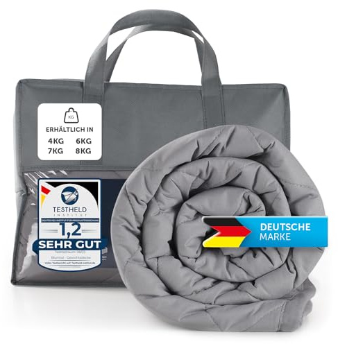 Blumtal Manta lastrada 135x200 cm - Manta de relajación con Material Exterior 100% algodón - Manta lastrada 7kg - Manta terapéutica 135x200 con Relleno de Perlas de Vidrio para Dormir antiestrés