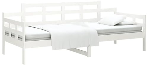 vidaXL Tagesbett Sofa Gästebett Sofabett Einzelbett Bett Bettsofa Bettgestell Bettrahmen Holzbett Schlafsofa Weiß Massivholz Kiefer 80x200cm