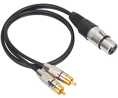 Yctze 1 XLR-Buchse auf 2 Cinch-Stecker, Audiokabel, Verbindungsleitung, Patchkabel-Adapter, Y-Splitter-Patchkabel für Heimkino-Audiogeräte, Flexible PVC-Hülle(0,5m)