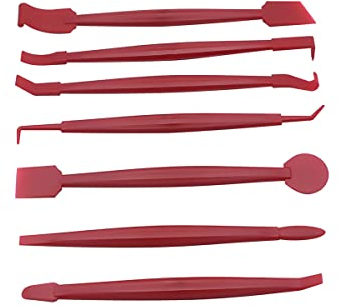 JNNJ 7 Pezzi Flessibile Seccatoio Curve Slot Tint Tool, Auto AntiGraffio Wrap Squeegee, Strumento per La Chiusura dei Bordi, Kit di Strumenti per Il Rivestimento Dell'auto in Vinile(Rosso)