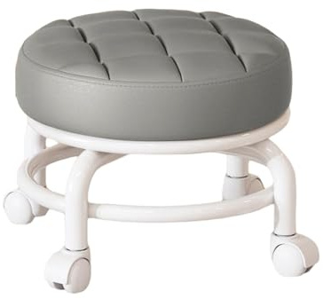 Fenteer 360° drehbarer Rollhocker, Riemenscheibe, niedriger Hocker, beweglicher Mini-Hocker, robuster Kinderhocker für Kinder, fauler Hausarbeitshocker für, grau