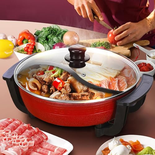 Pentola elettrica Hot Pot Twin da 1300 W, 6 l, Yin Yang Hotpot 2 lati, padella elettrica per wok, piastra di cottura, antiaderente