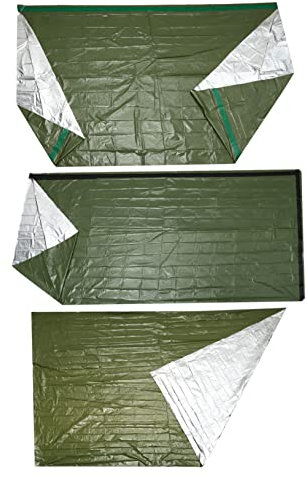 VANZACK Emergency Sleeping Sack Thermal Blanket Olive Green Outdoor Camping Tent Pe Thickened Insulation Survival Gear for Hiking and Travel