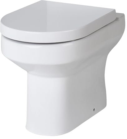 Balterley Round Back to Wall Toilet Pan, Round Design Back-to-Wall Toilet Unit, Space Saving Toilets for Bathroom, Easy to Clean BTW Toilets for Bathrooms - 370mm x 520mm x 410mm (White)