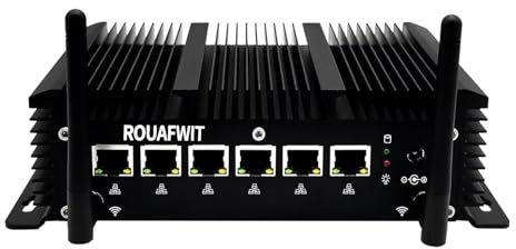 ROUAFWIT Fanless Micro Firewall Mini PC Core i5-10210U, 6 LAN i225 2.5GbE Router Ordinateur, Support Windows, Opnsense, Industrial PC, WiFi/BT, Barebone, NO RAM NO Storage NO System