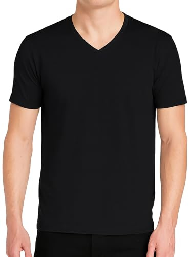 GARDA - 3 st Tshirt för herr halv ärm, Vringad, herrunderkläder 100% bomull kammad konst. 0026, Svart, M