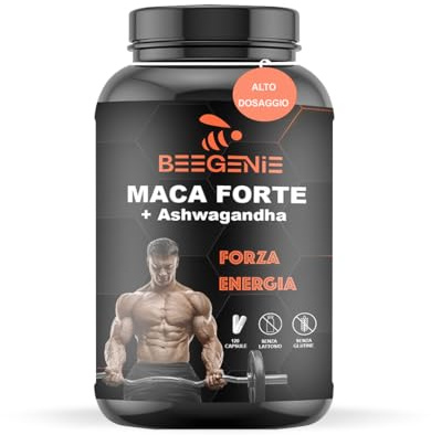 BeeGenie Integratore Naturale con Maca Peruviana Nera Forte 500 mg, Ashwagandha, Fieno Greco, Magnesio e Tè Verde | Energia, Vitalità, Equilibrio Ormonale | Uomo Donna | 120 Capsule Made in Italy